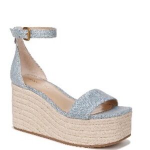 Veronica Beard Silver and Tan Wedge Sandals